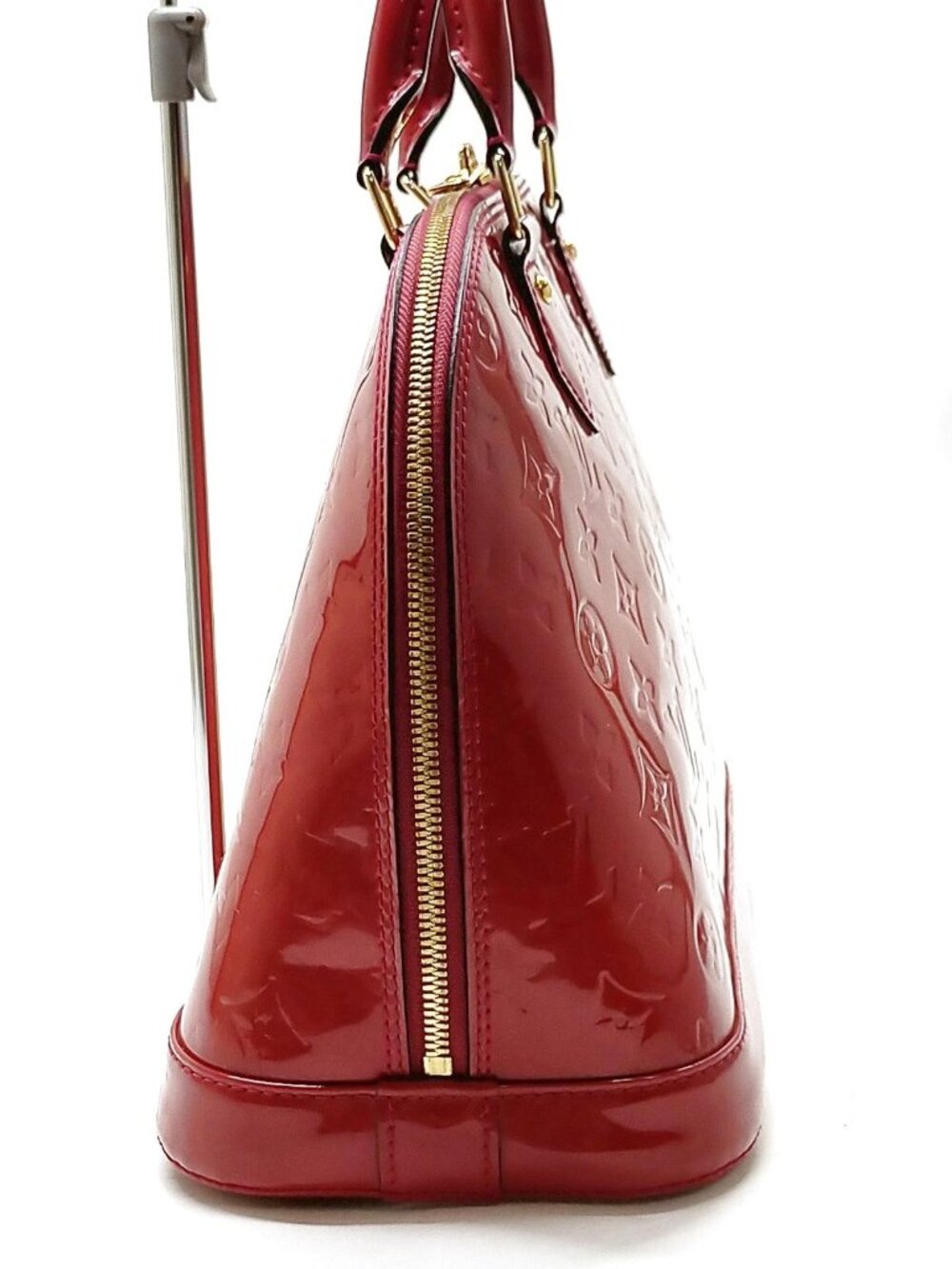 Authentic Louis Vuitton Alma GM Vernis Red Patent Leather Satchel Handbag LV - Picture 5 of 16